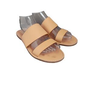 MADEWELL Womens Double Strap Slide Sandals Tan Brown Leather Size 8